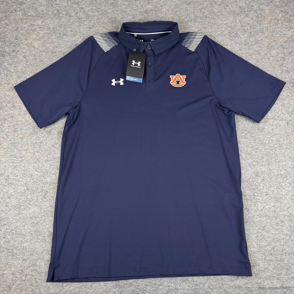 Under Armour Auburn Tigers ISO Chill Polo Shirt Blue Mens Medium M